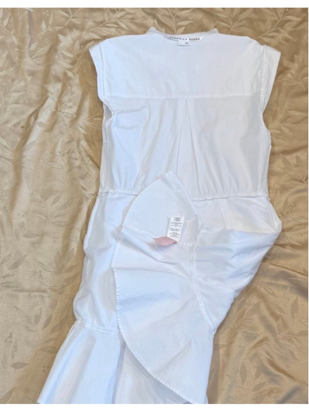 Veronica Beard Ruched Shirt Dress with Ruffle Hem, Off White - Picture 5 of 8